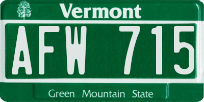 VT license plate AFW715