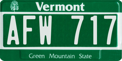 VT license plate AFW717