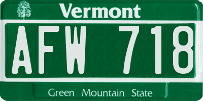 VT license plate AFW718