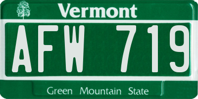 VT license plate AFW719