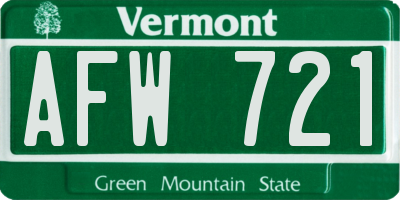 VT license plate AFW721