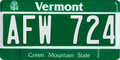 VT license plate AFW724