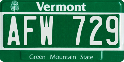 VT license plate AFW729