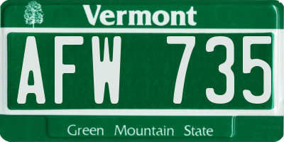 VT license plate AFW735