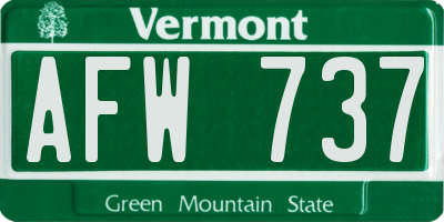 VT license plate AFW737