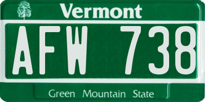 VT license plate AFW738