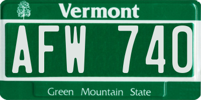 VT license plate AFW740