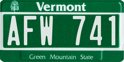 VT license plate AFW741
