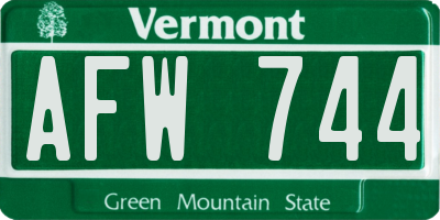 VT license plate AFW744