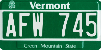VT license plate AFW745
