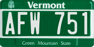 VT license plate AFW751