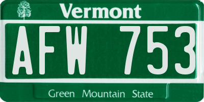 VT license plate AFW753