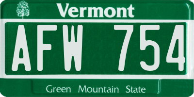 VT license plate AFW754