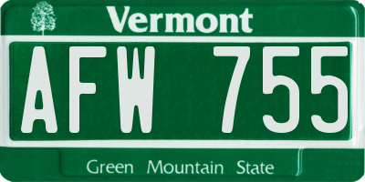 VT license plate AFW755