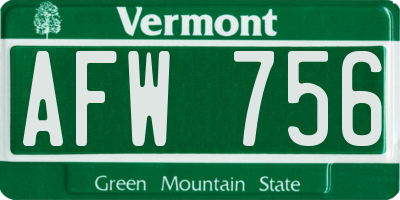 VT license plate AFW756