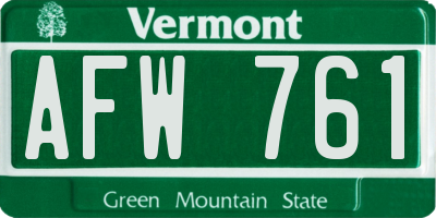 VT license plate AFW761