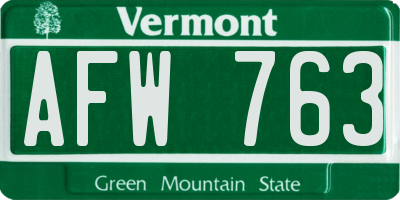 VT license plate AFW763