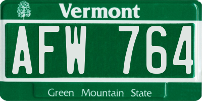 VT license plate AFW764