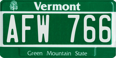 VT license plate AFW766