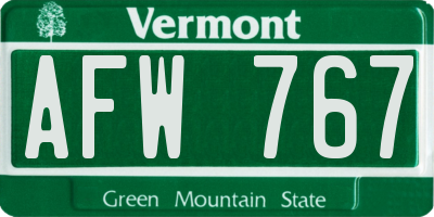VT license plate AFW767