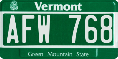 VT license plate AFW768
