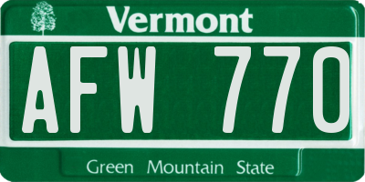 VT license plate AFW770