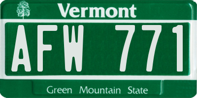 VT license plate AFW771