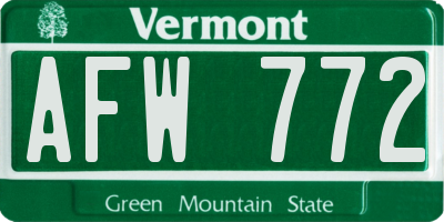VT license plate AFW772
