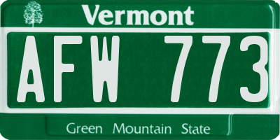 VT license plate AFW773
