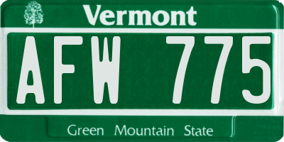 VT license plate AFW775