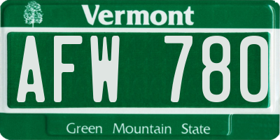 VT license plate AFW780