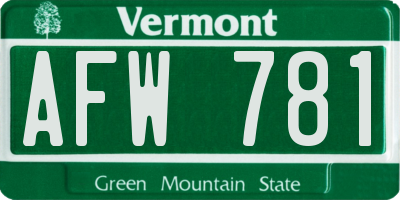 VT license plate AFW781
