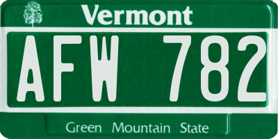 VT license plate AFW782