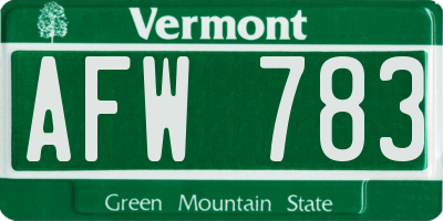 VT license plate AFW783