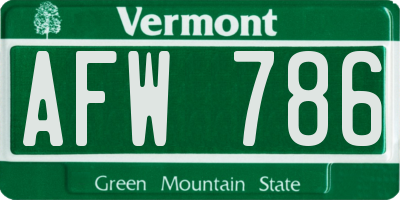 VT license plate AFW786