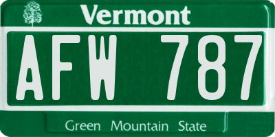 VT license plate AFW787