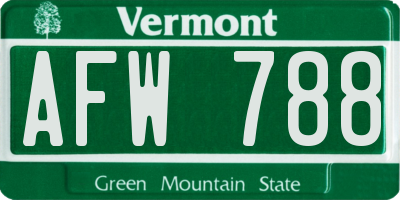VT license plate AFW788