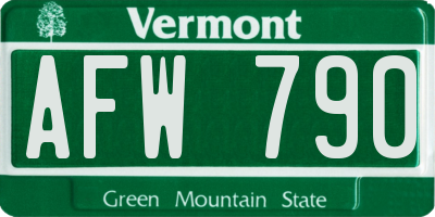 VT license plate AFW790