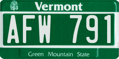 VT license plate AFW791