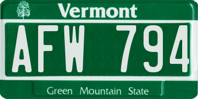 VT license plate AFW794