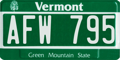 VT license plate AFW795