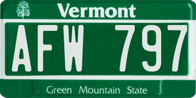 VT license plate AFW797