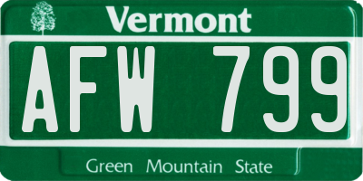 VT license plate AFW799