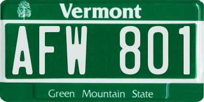 VT license plate AFW801