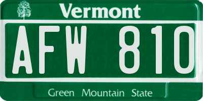 VT license plate AFW810