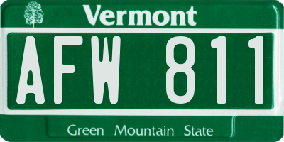 VT license plate AFW811