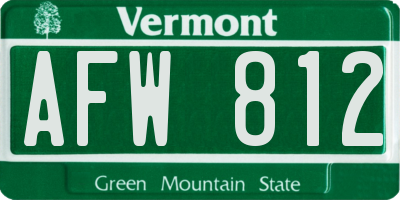 VT license plate AFW812