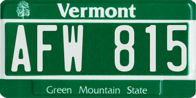 VT license plate AFW815