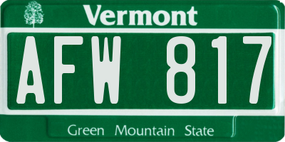 VT license plate AFW817