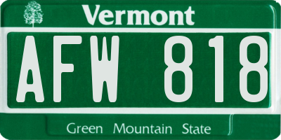 VT license plate AFW818